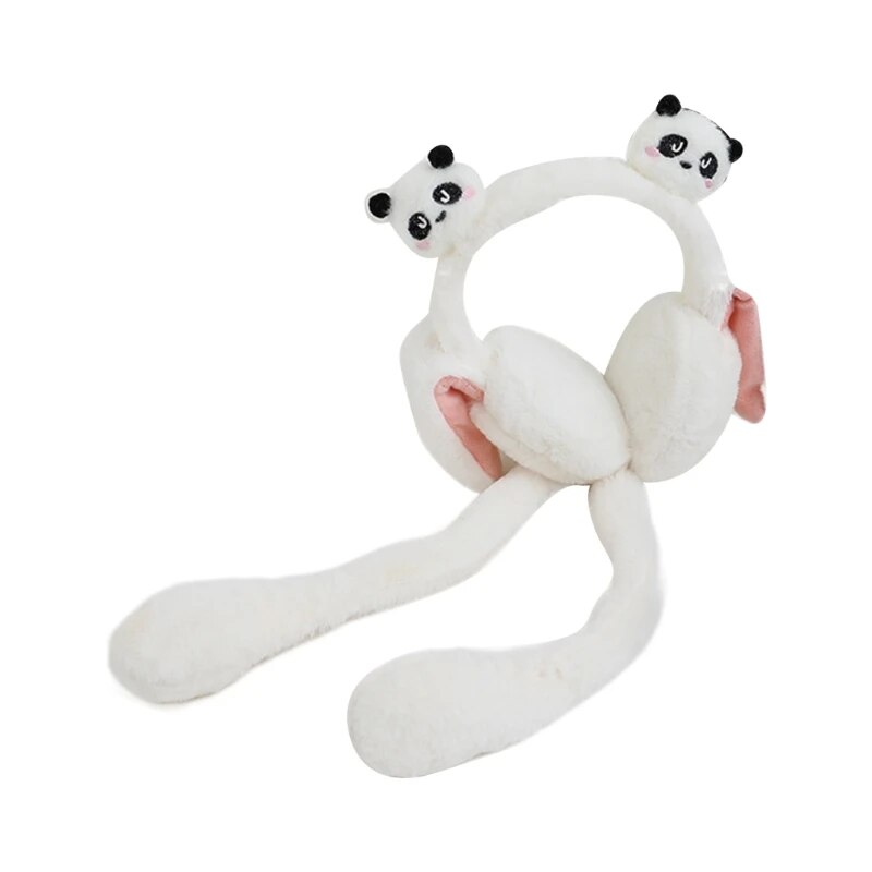 Încălzitoare de urechi moi și cu panda de pluș, activități în aer liber de iarnă, vă țin de cald pe vreme rece pentru Halloween_voghion.com