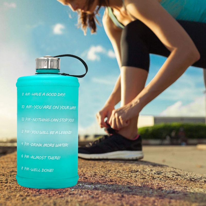 3,78L grote waterfles met bounce-cover, tijdschaalherinnering, matte beker met leuke stickers voor buitensporten en fitness_voghion.com