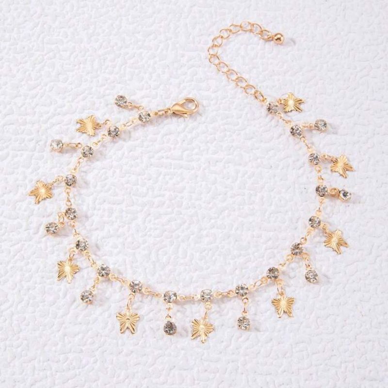 Neues, diamantbesetztes Fußkettchen im böhmischen Stil mit Schmetterlingsquaste und geometrischer Persönlichkeit, vielseitige Kette für Frauen_voghion.com