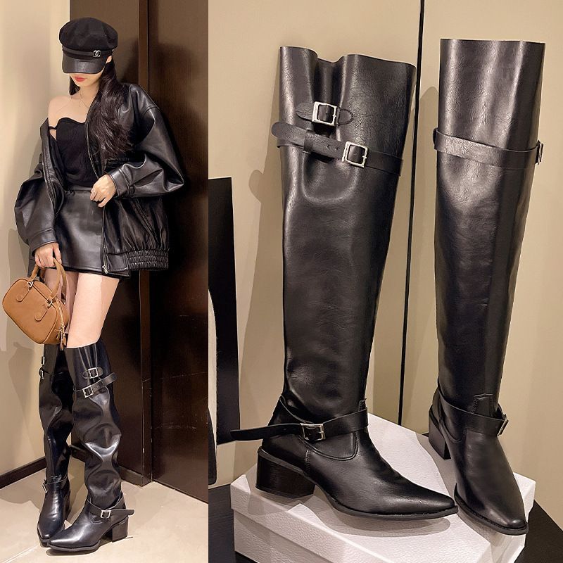 Women's Pointed-Toe 2025 Fall/Winter New Chunky Heel Boots Stylish And Versatile_voghion.com
