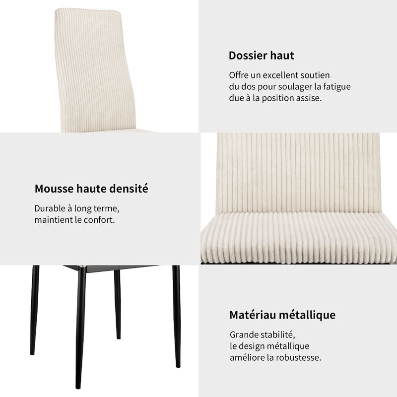 4er Set Esszimmerstühle Mit Hoher Rückenlehne, Metallgestell_voghion.com