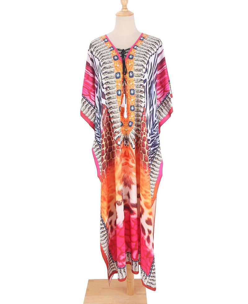 Langes Strandkleid mit Leopardenmuster für Damen – leichte Bademode mit Sonnenschutz für Urlaub, Pool und Sommerausflüge_voghion.com