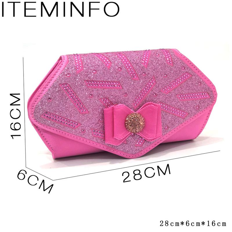 Damenschuhe Große Damenschuhe Schuhe für Geburtstagsfeiern Kleiner Keilabsatz Schuhe mit dicker Sohle und gleichem Design Clutch Bag Diamond Flower_voghion.com