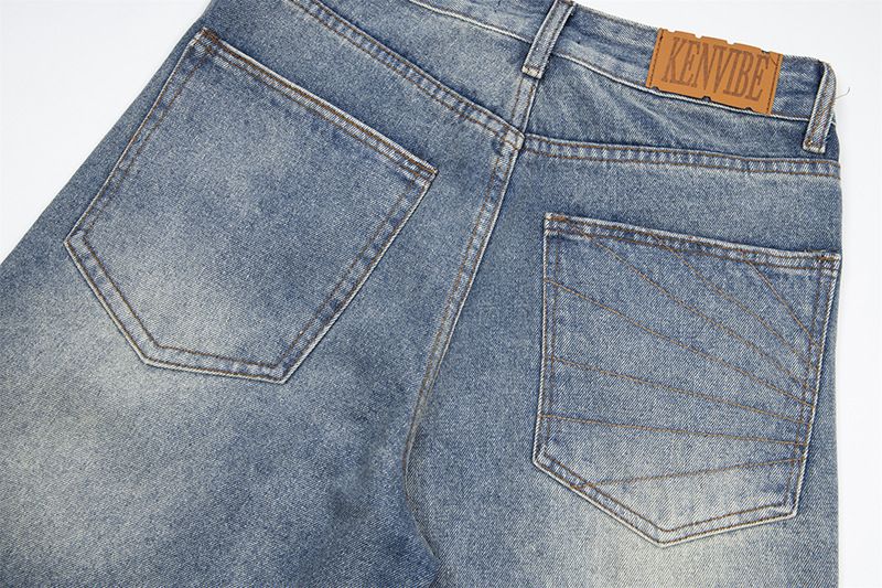 Herrenbekleidung Dekonstruierte, gewaschene, abgenutzte Arbeitskleidungs-Jeansshorts für Männer und Frauen Retro-Shorts mit lockerer, gerader Passform_voghion.com