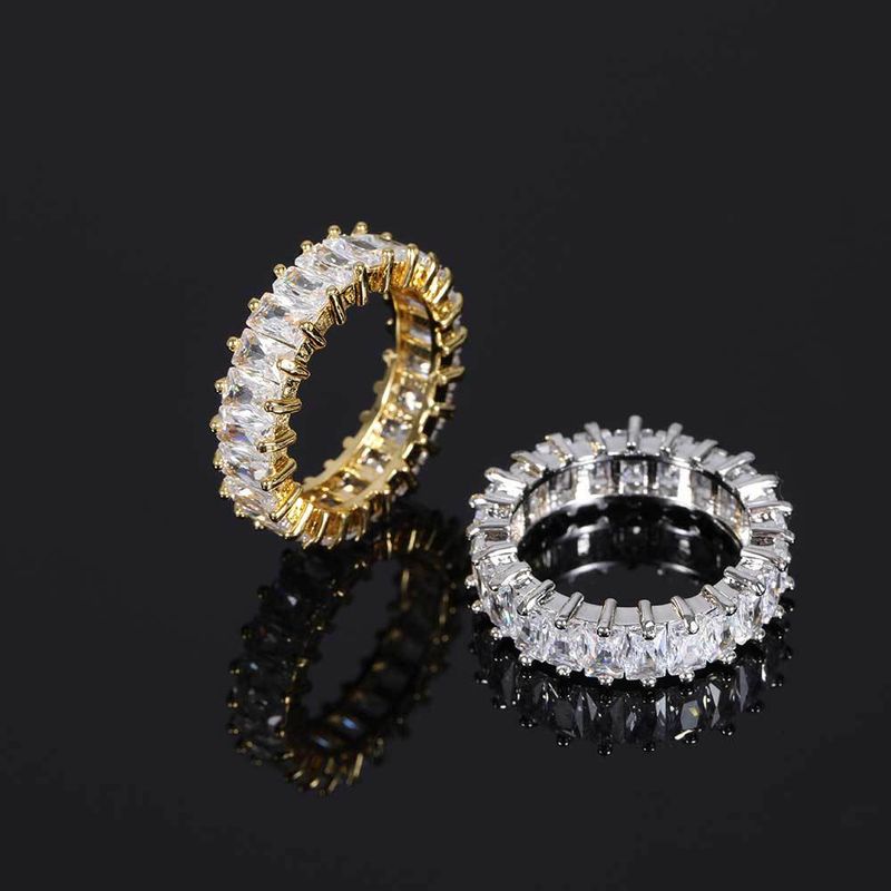 Anello da uomo Hip Hop con zircone quadrato a T da 6 mm, placcato in oro vero, design di personalità, anello di coppia per uomo e donna._voghion.com