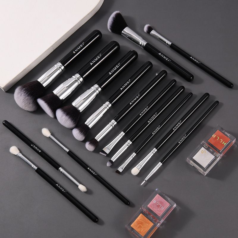 Set completo da 15 pezzi di pennelli per trucco con peli di animali, strumenti di bellezza portatili, pennelli per ombretti in polvere libera_voghion.com