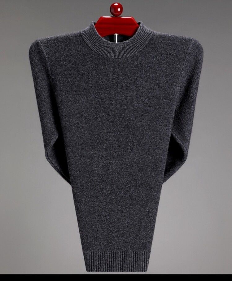 Pure 400g Blend Men's Half Turtleneck Solid Color Wool Base Layer Anti-Pilling Versatile Sweater_voghion.com