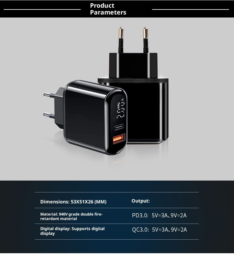 PD3.0-Ladekopf, 18 W, kompatibel mit Huawei-Daten-Schnellladekabel für Android Typ-C_voghion.com