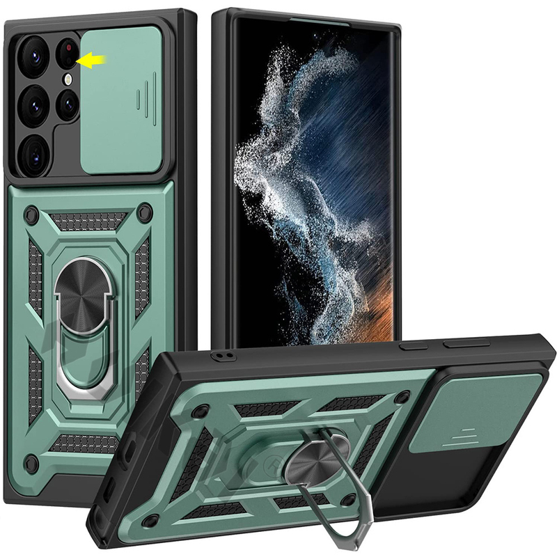Voor Galaxy S22 Ultra 5G hoesje Samsung S22 S21 FE Ultra Plus A52 A53 A73 Slide Stand Ring Camera Militaire Klasse Armor Ring_voghion.com