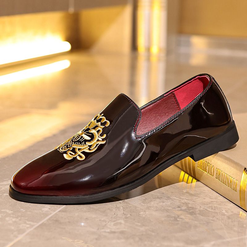 Leder-Loafer mit Stickerei, One-Foot-Business-Leder-Herrenschuhe, trendige High-End-, atmungsaktive und geruchsneutrale Füße_voghion.com