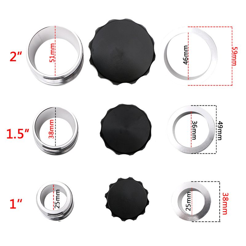 ricambi auto HJG01 tappo serbatoio carburante modificato nero argento 1 pollice 2 pollici 1.5 tappo serbatoio acqua saldatura in lega di alluminio_voghion.com