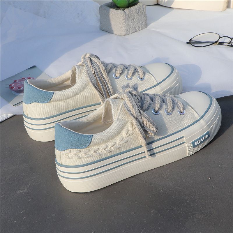 Atmungsaktive Canvas-Schuhe für Teenager-Mädchen mit niedlichen Weizenohren, bestickt, koreanischer Stil, Mode, Allgleiches, Sport, flache Schuhe, Größe 35-40_voghion.com