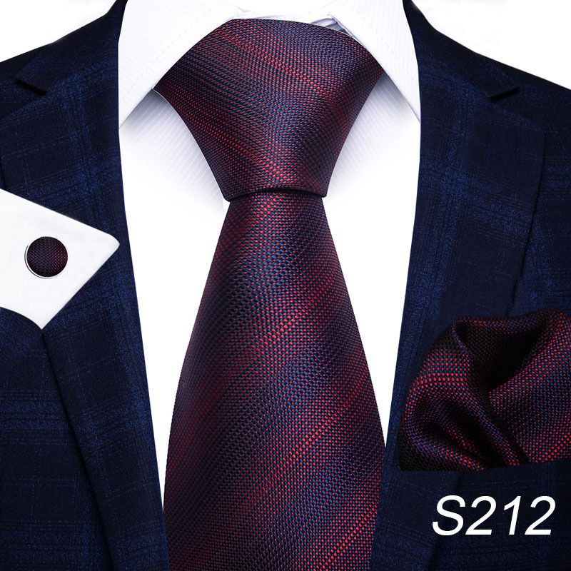Corbata de seda de poliéster de alta calidad unisex para hombre, corbata formal de color sólido, bolsillo, toalla, gemelos, juego de jacquard_voghion.com