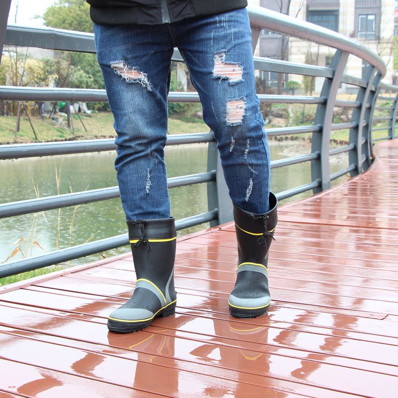 Bahar ve Yaz Nefes Alabilen Erkek Moda Lastik Botlar_voghion.com