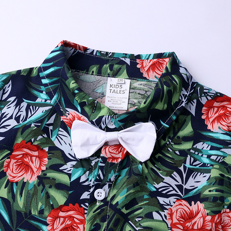 Mother&Kids Completo estivo per bambini Camicia a maniche corte stampata per ragazzi Set di due pezzi_voghion.com