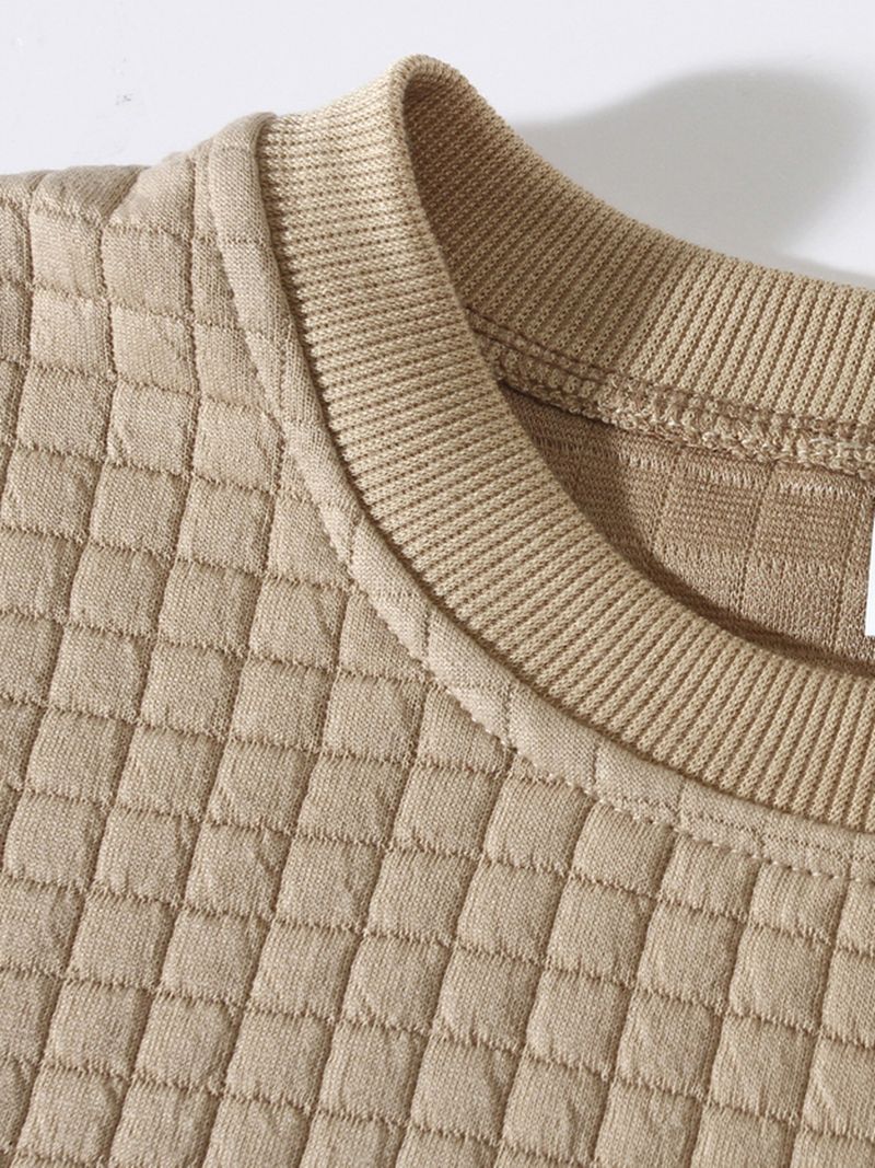 Ropa para hombre, otoño e invierno, camisa informal ajustada para hombre, camiseta de manga larga con cuello redondo y diseño de gofre_voghion.com