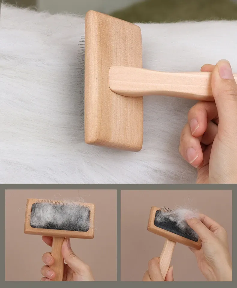 Köpek Tarağı Ahşap İğneli Tarak Kedi Tarağı Evcil Hayvan Tarağı Masif Ahşap Güzellik İğneli Tarak Köpek Kedi Düğüm Çıkarıcı Yüzen Tarak Hava Yastıklı Tarak Tarak_voghion.com