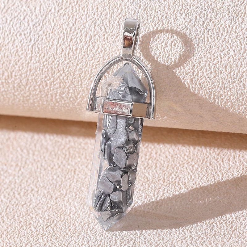 Natural stone pendant amethyst pink crystal hexagonal column pendant double pointed bullet single pendant accessories_voghion.com