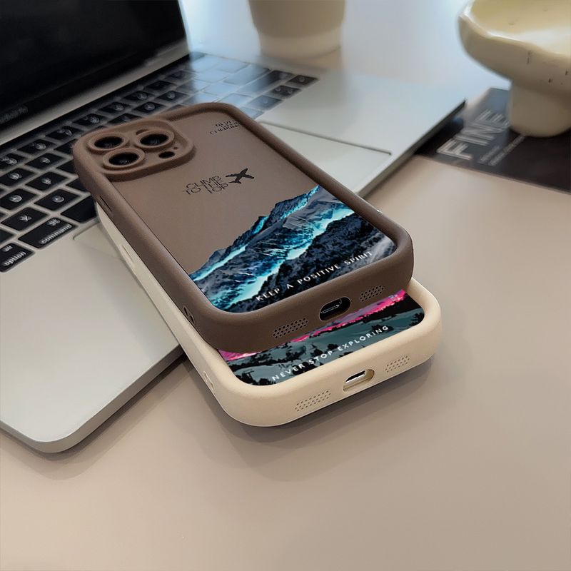 Peak Plane-Telefonhülle für iPhone 16 15 14 Pro Max 13 12 11 XS X XR 7 8 Plus SE 2022 Stoßfeste, matte, weiche Silikon-Stoßstangenabdeckung_voghion.com