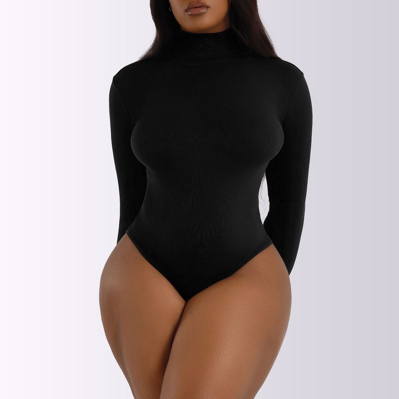 tuta autunnale e invernale da donna, camicia con colletto alto e fondo a maniche lunghe, tuta a maniche lunghe_voghion.com