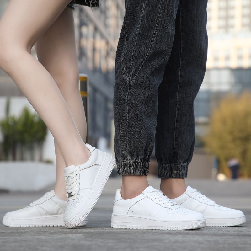 Scarpe casual basse da uomo e da donna Air Force One, in vera pelle, per autunno e inverno, alla moda, bianche, da uomo_voghion.com