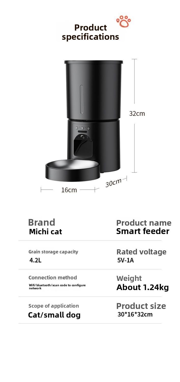 Distributeur automatique de nourriture sans fil Michi avec minuterie pour chiens et chats_voghion.com