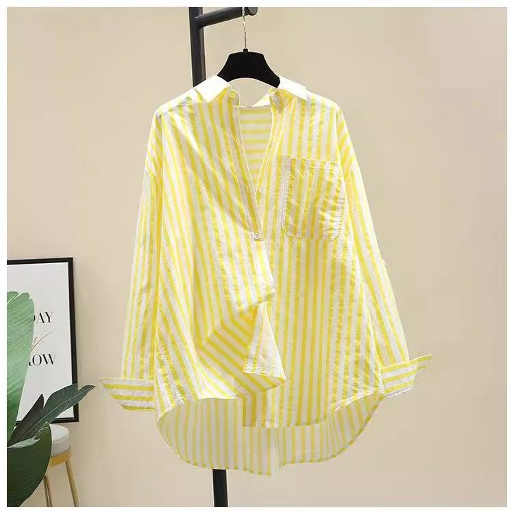 Camicia a righe stampate da donna per primavera e autunno, nuova, alla moda, versatile, ampia, a maniche lunghe, cardigan, intimo._voghion.com