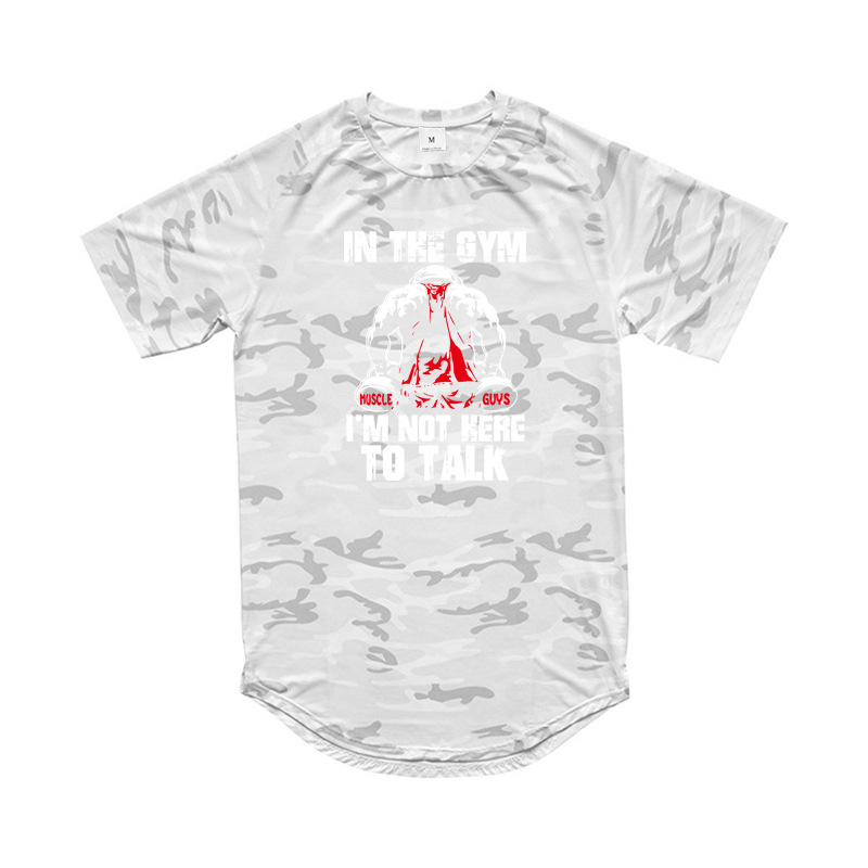 Loose size fitness fitness short sld muscle exercise T-shirt for men's quick drying training suit camouflage half_voghion.com