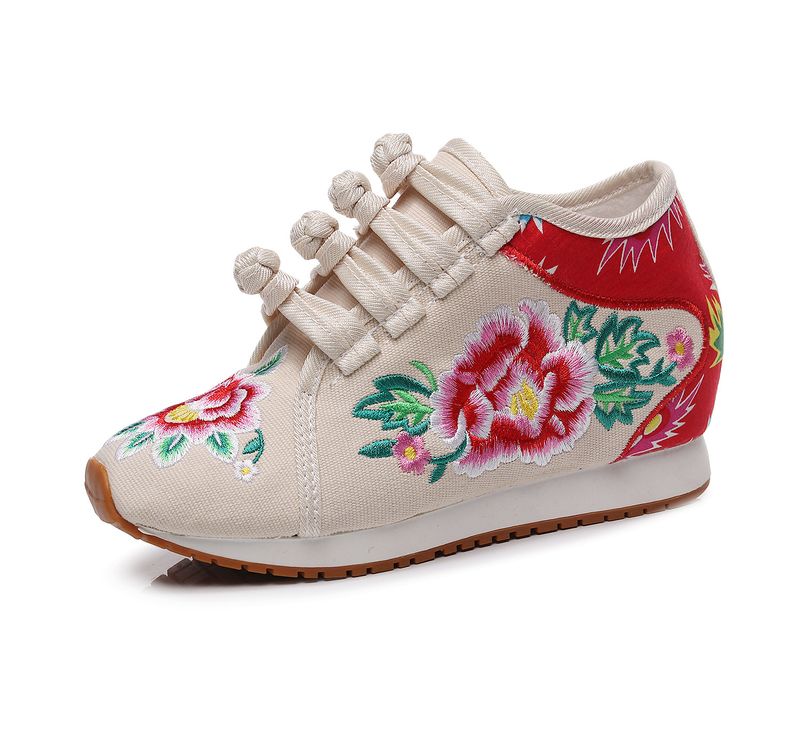 Keine Schuhkartonware, Niedrige High Heels im Ethno-Stil, Reise-Stoffschuhe mit Stickerei, Damenschuhe_voghion.com