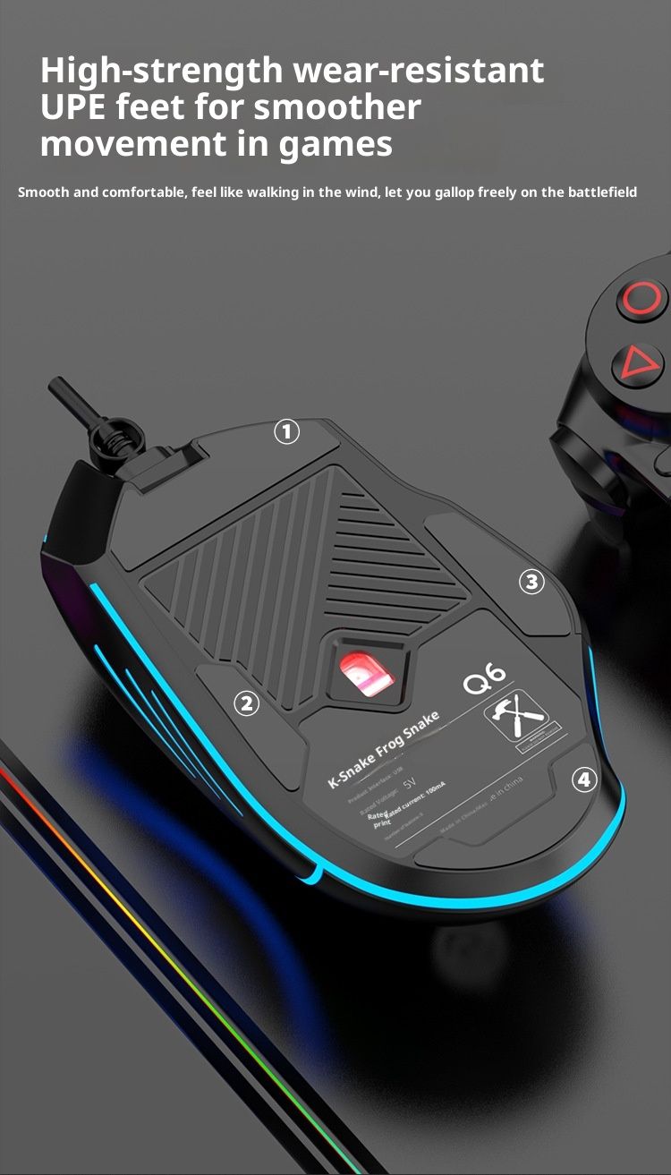 Digitex Digitex Viper Q6 Wired Gaming Mouse E-sports Luminous Desktop Computer Notebook Office Home Lol Macro Programming USB_voghion.com