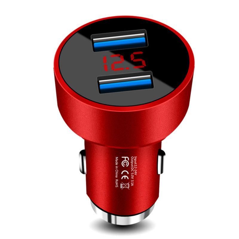 Vehicle Dual USB Charger Q 3.0 Fast Charging Adapter Cigarette Lighter LED Voltmeter For All Mobile Phone Car Auto_voghion.com