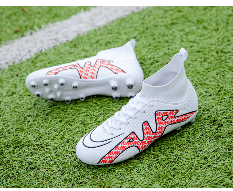 High-Top-Fußballschuh für Jungen und Mädchen, TF, gebrochener Kunstrasen, AG-Nagellederfuß, Jugend-Studenten-Trainingsschuhe_voghion.com