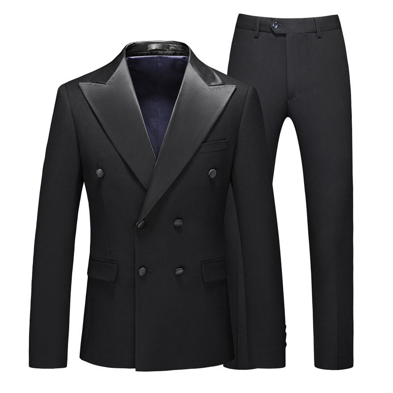Ensemble de costume croisé trois pièces pour homme CT, tenue de soirée pour l'hôte d'un banquet_voghion.com