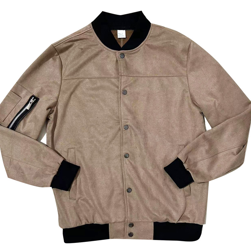 Herrenbekleidung Wildleder-Strickjacke mit Stehkragen und Knöpfen für Herren, lässiger, trendiger Mantel für Herren_voghion.com