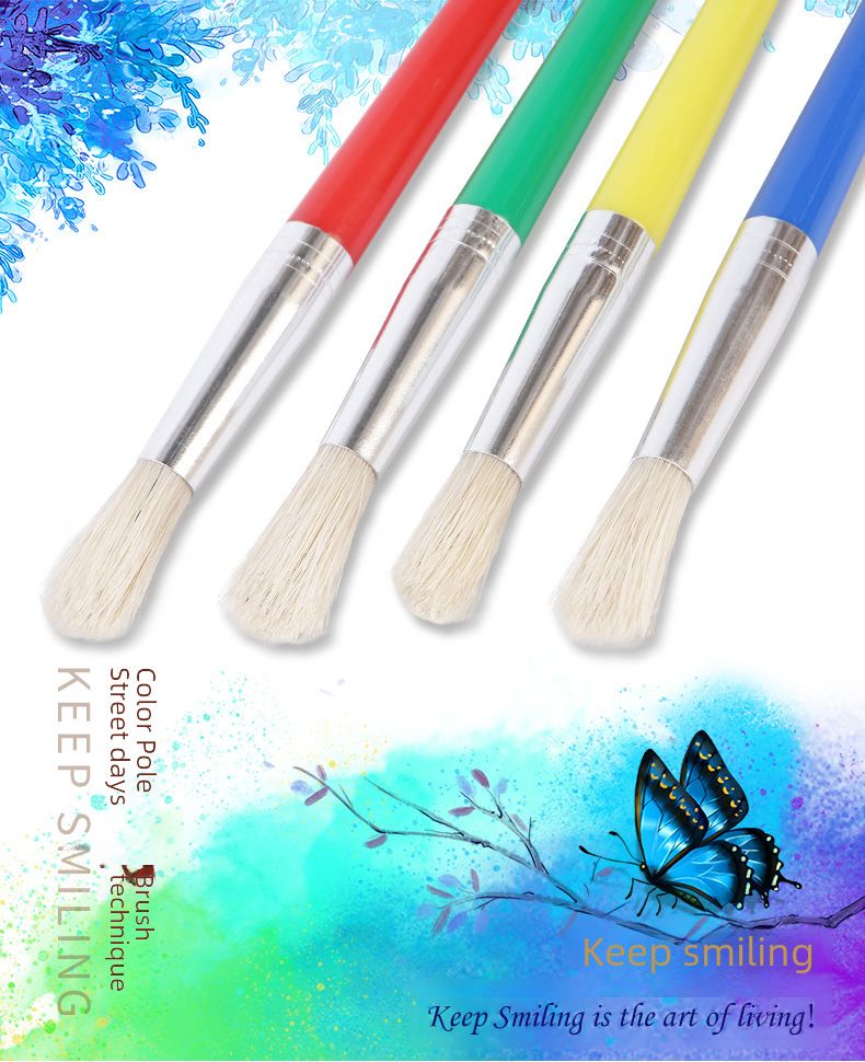 Pinceau transfrontalier pour enfants, stylo graffiti DIY, 4 têtes rondes, poils de porc, peinture à l'huile, acrylique, gouache, stylo aquarelle, fabricants en gros_voghion.com