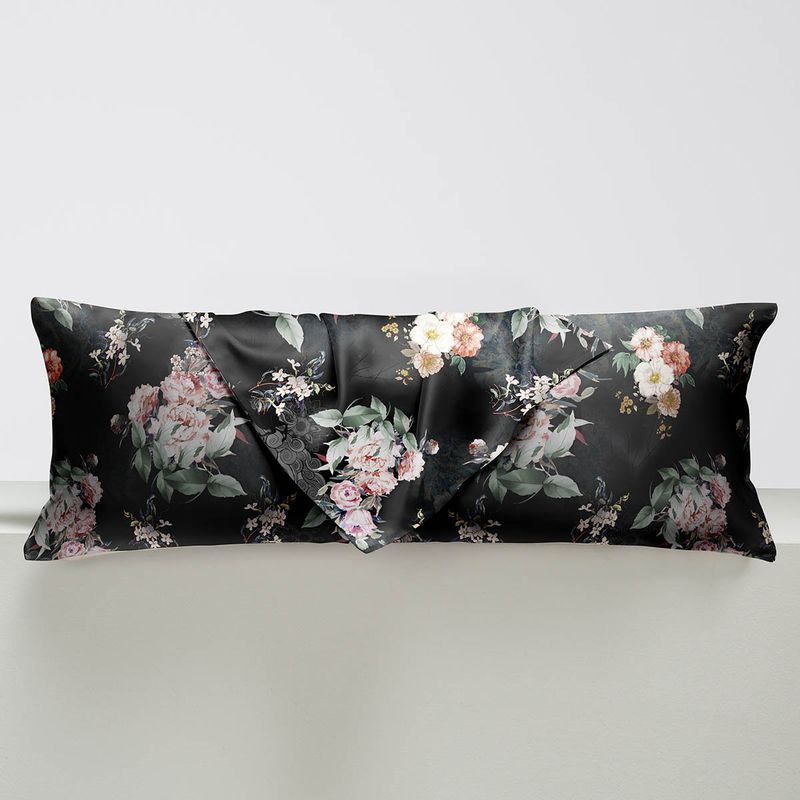 Premium 1.37m Silk-Satin Long Pillow - Dual Support For Couples & Families (Breathable Printed Design Hypoallergenic Luxury Bedding Accessory)_voghion.com