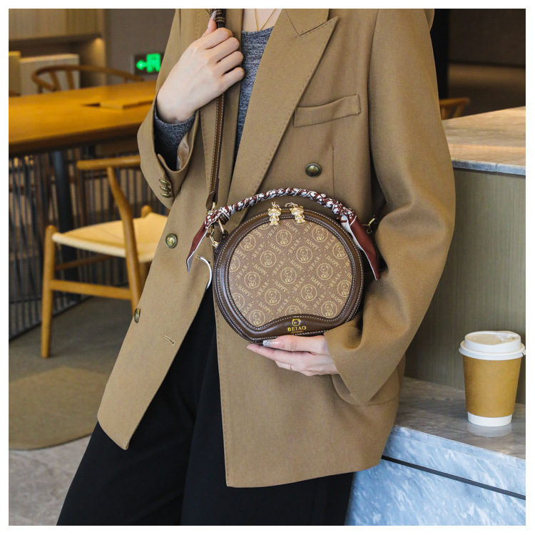 Borsa per torta rotonda Borsa a tracolla diagonale da donna piccola borsa rotonda Borsa moda autunno e inverno_voghion.com