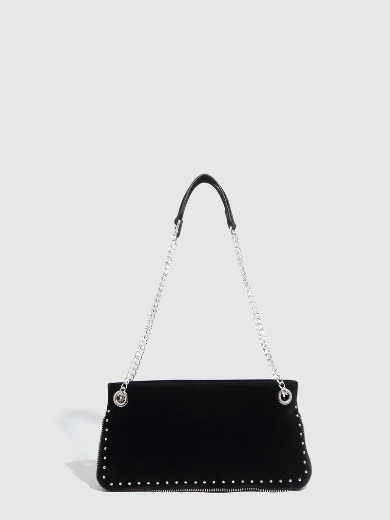 Borse da donna Nuovo stile punk Borsa a tracolla con catena Borsa a tracolla con occhiello e rivetto Borsa da ascella Borsa da donna smerigliata_voghion.com
