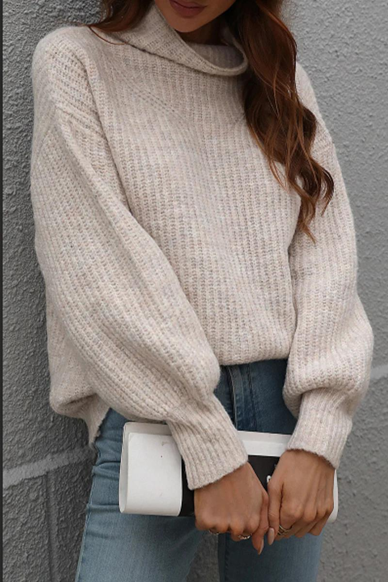 Îmbrăcăminte pentru femei toamna și iarna nou pulover de culoare solidă pulover cu guler înalt_voghion.com