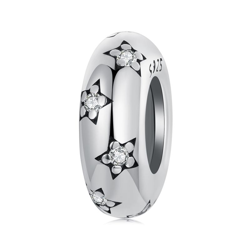 Star Silicone Stopper Beads Charm Sterling Silver Charm,SCC2998_voghion.com