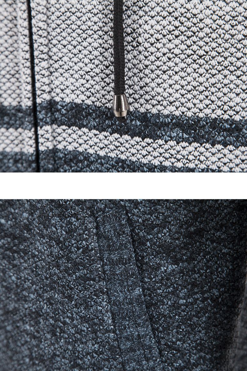 Herren-Kapuzenpulloverjacke mit Fleecefutter – Slim Fit-Pullover mit Reißverschluss und Farbblockdesign_voghion.com