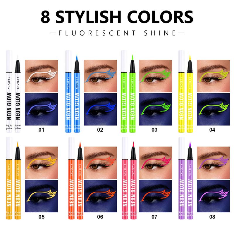 Ombretto e eyeliner combinati, set di eyeliner fluorescenti, eyeliner opaco e luminoso, pittura liquida per il viso, impermeabile e resistente al sudore._voghion.com
