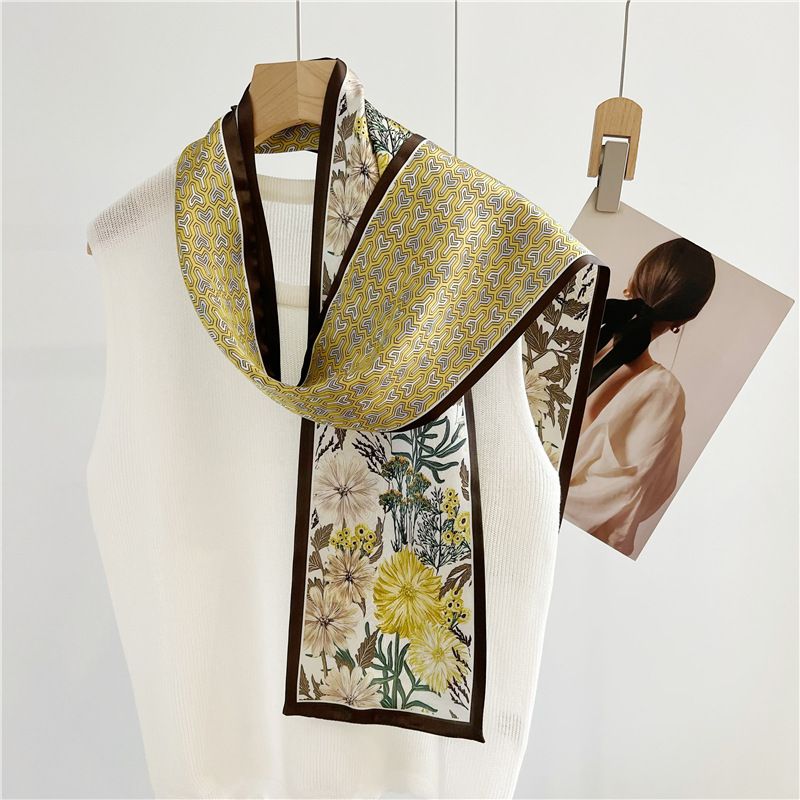 Spring New For Women, Elegant Fresh Mulberry Silk Scarf, Thin And Long Double-layer Double-sided Neck Scarf With Ribbon_voghion.com