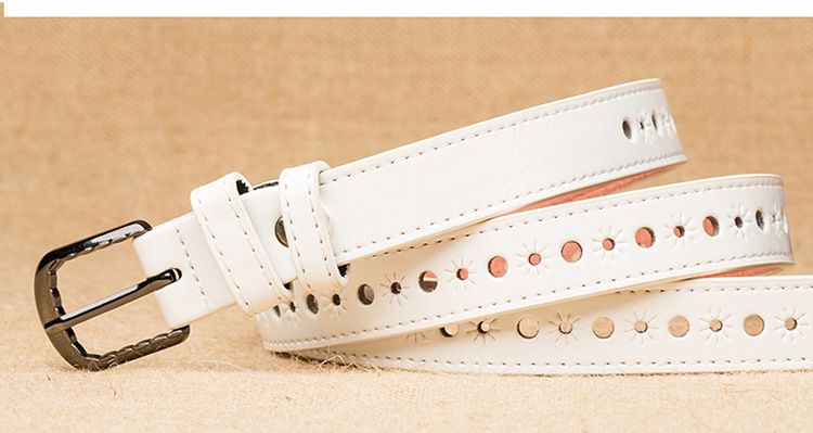 Vita scavata da donna senza punzonatura, cintura con fibbia decorativa in denim per giovani studenti, cintura rossa casual in rete_voghion.com