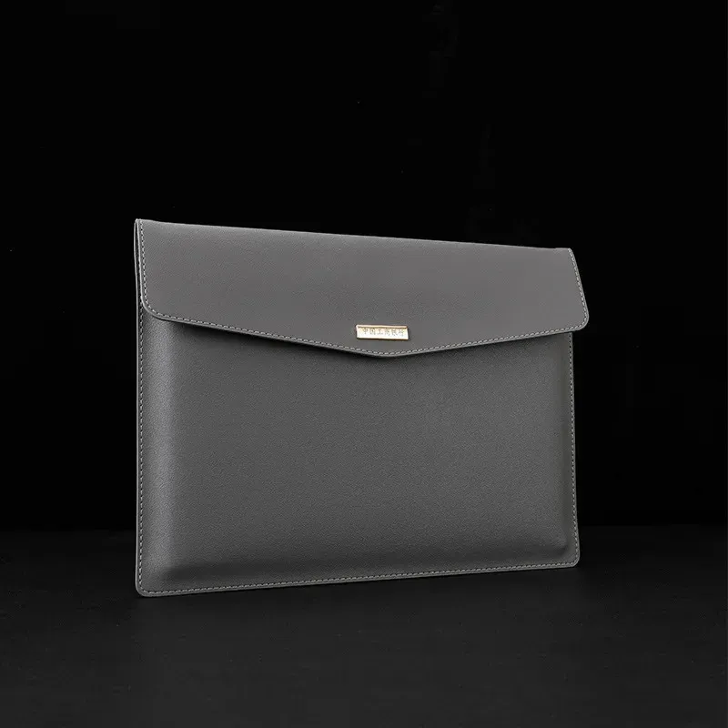 Designer Leather File Folder Large Capacity Document Bag Business Briefcase Magnetic Button Waterproof Laptop Cases_voghion.com