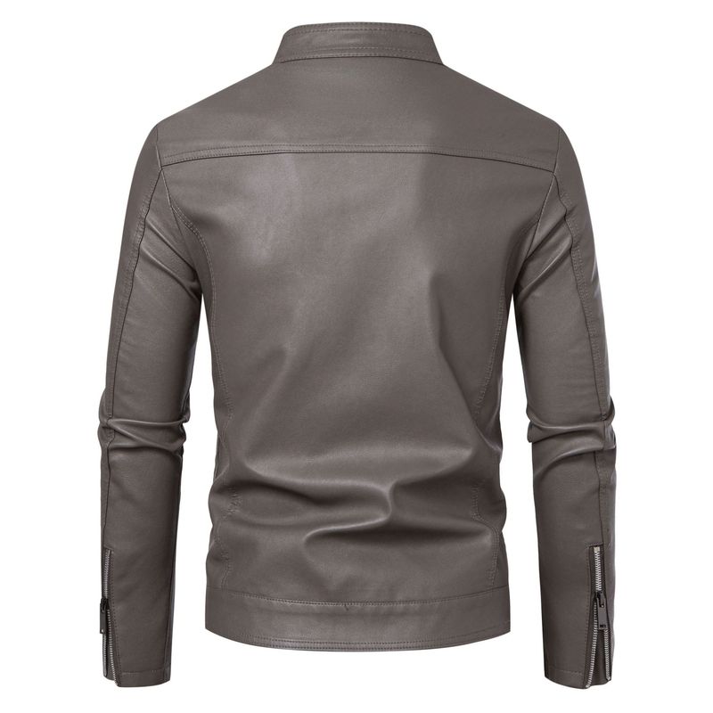 Giacca in pelle spessa, versatile, foderata in pile, vestibilità slim, da uomo, autunno inverno 2025, nuova taglia forte_voghion.com