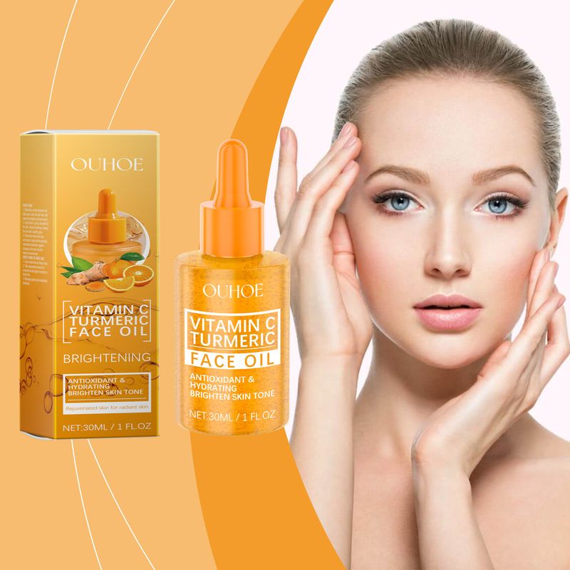 Olio idratante e illuminante per il viso alla curcuma e vitamina C OUHOE_voghion.com