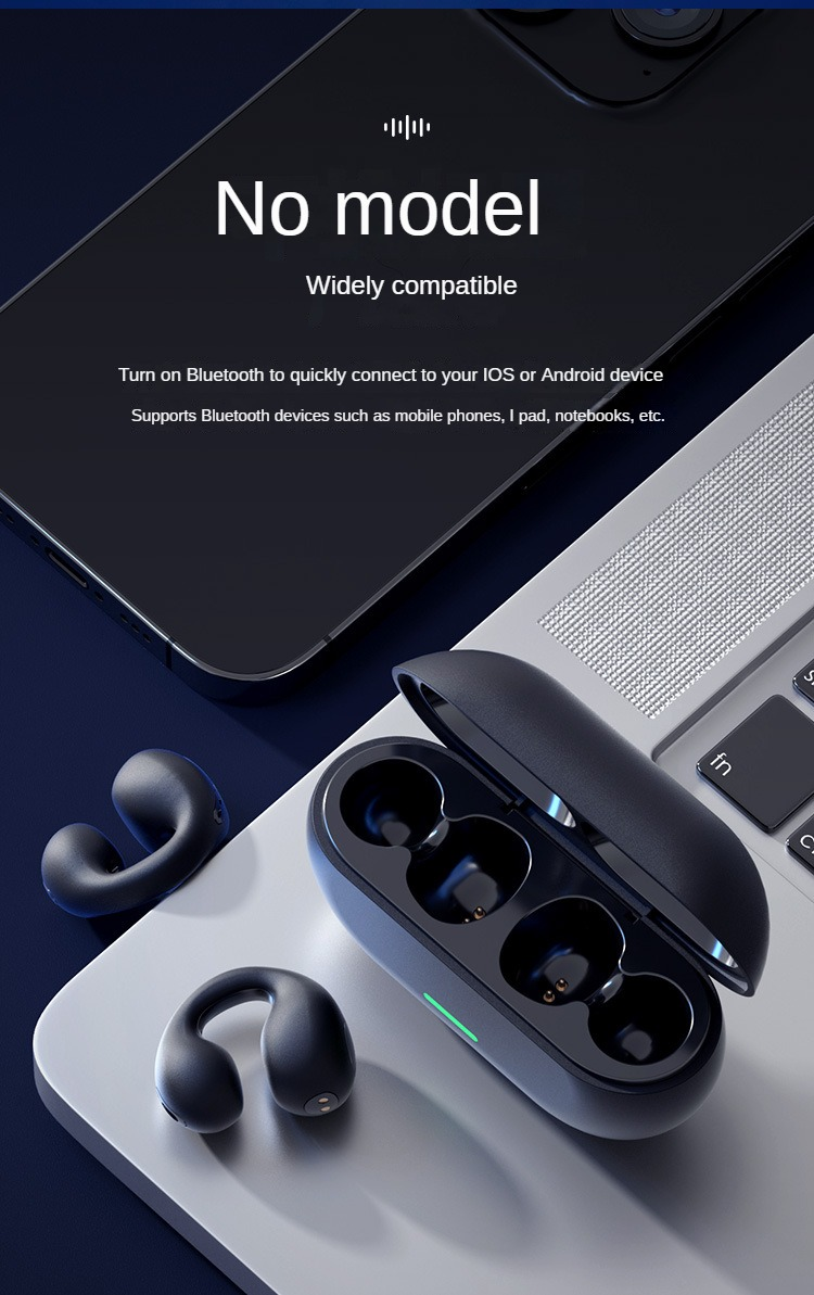 TWS Bluetooth 5.3 Wireless Bone Conduction Headphones T75 Clip Ear Music Noise Canceling Headset HD Call Sports Gaming_voghion.com