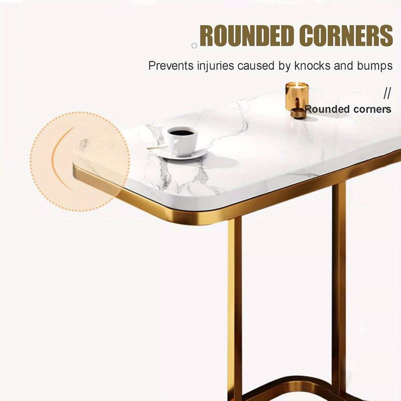Coffee Table & Bedside Table - C - Shaped Side Table For Sofa And Bed. Features Marble Tabletop And Steel Frame. Narrow Side Table For Bedroom And Living Room, Small Banquet Table (2-tier)_voghion.com