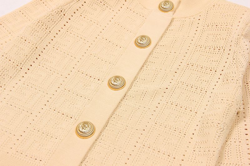 Abbigliamento da donna primavera e autunno nuovo maglione a maglia cava a maniche lunghe girocollo corto top giacca cardigan alla moda per le donne_voghion.com